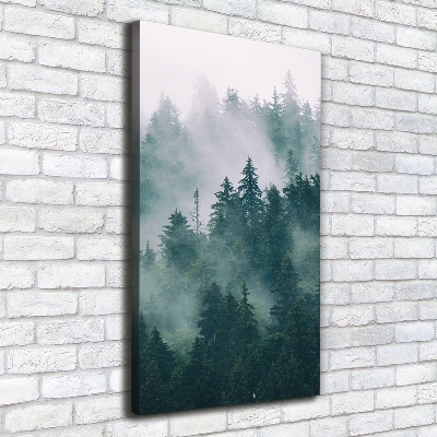 Verticaal canvasschilderij Mist boven het bos