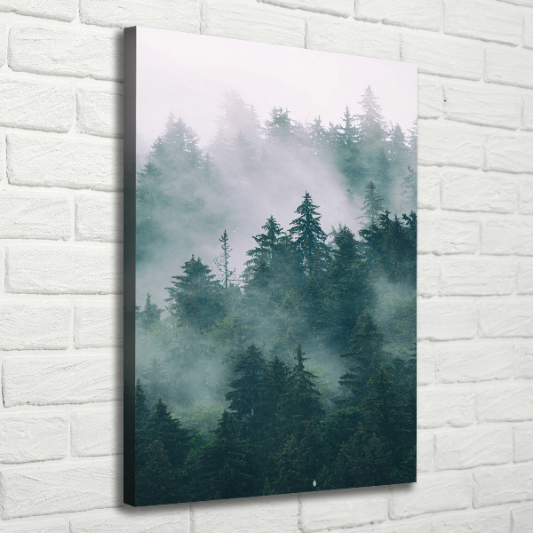 Verticaal canvasschilderij Mist boven het bos