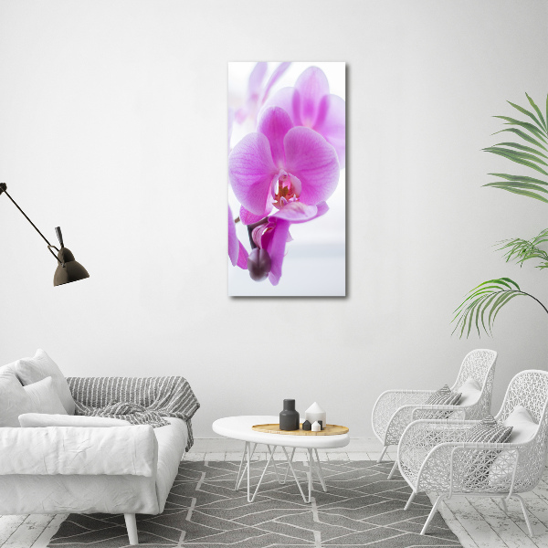 Verticaal schilderij op canvas Roze orchidee