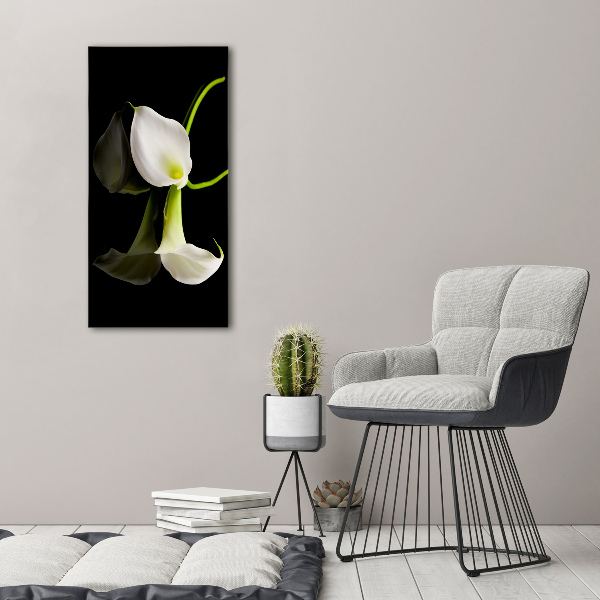 Verticaal canvasschilderij Witte calla