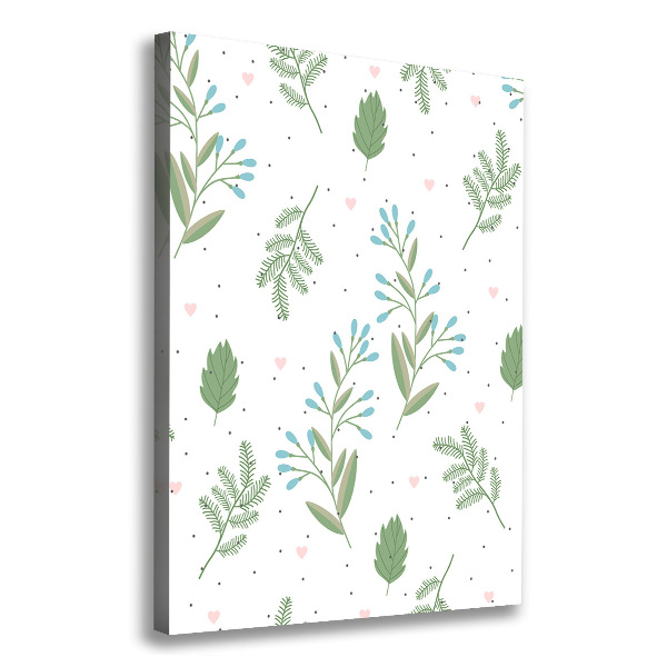 Verticale foto op canvas Bladeren en harten