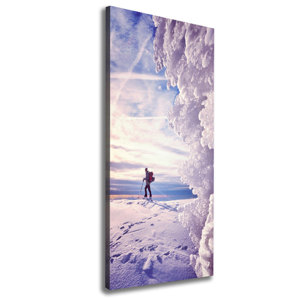 Verticale foto op canvas Skiër