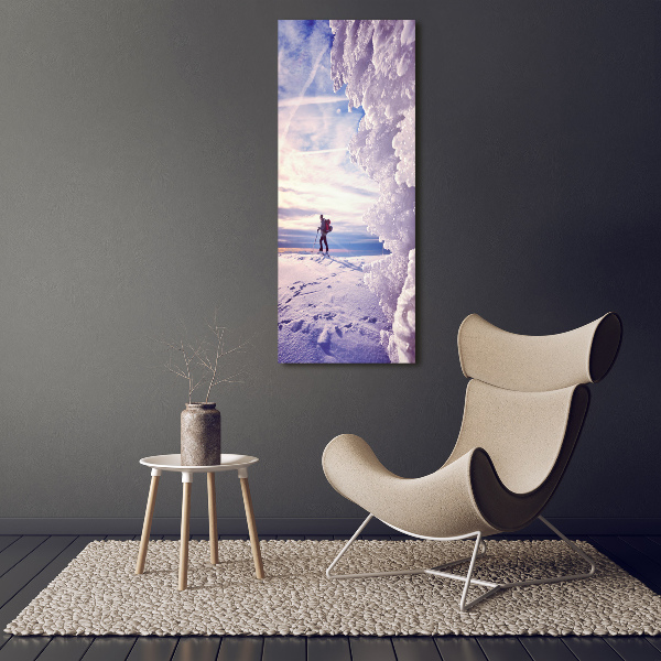 Verticale foto op canvas Skiër