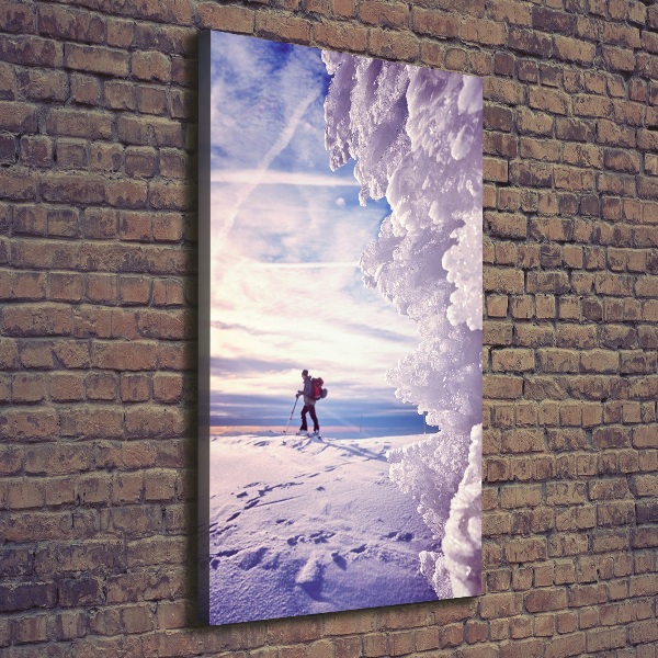 Verticale foto op canvas Skiër