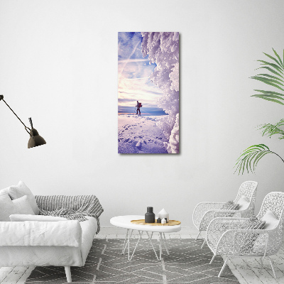 Verticale foto op canvas Skiër