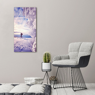 Verticale foto op canvas Skiër
