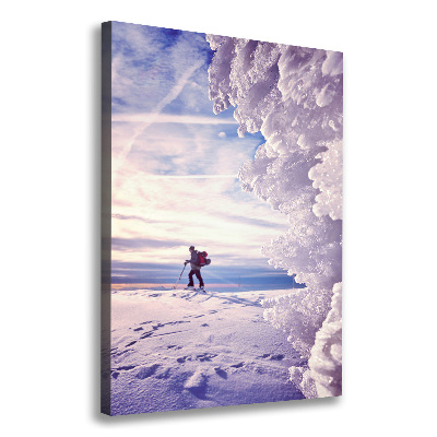 Verticale foto op canvas Skiër