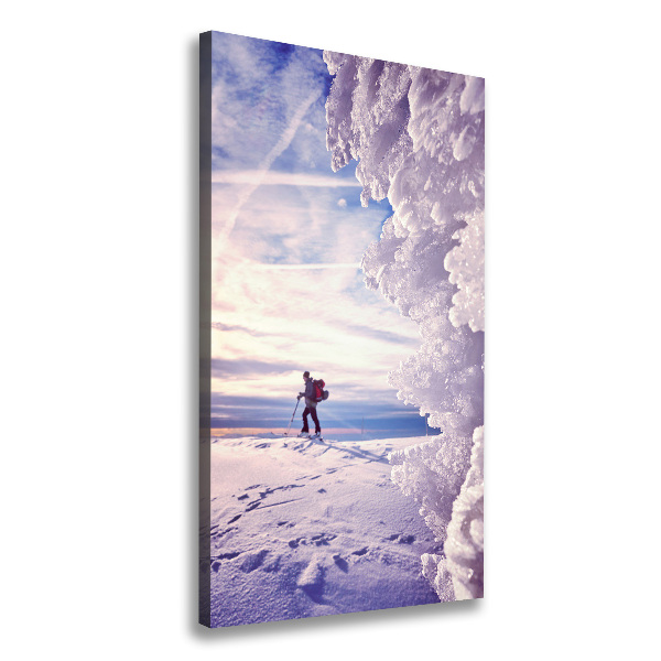 Verticale foto op canvas Skiër