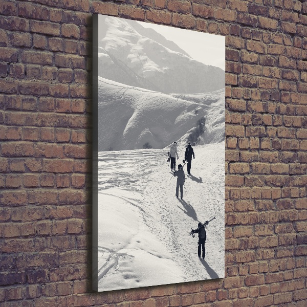 Verticale canvasfoto Skiërs