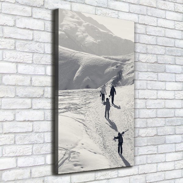 Verticale canvasfoto Skiërs