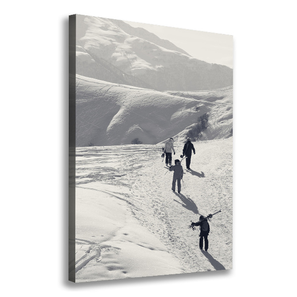 Verticale canvasfoto Skiërs