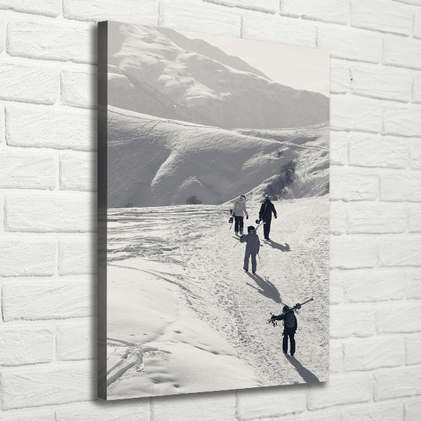 Verticale canvasfoto Skiërs