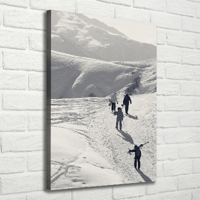 Verticale canvasfoto Skiërs