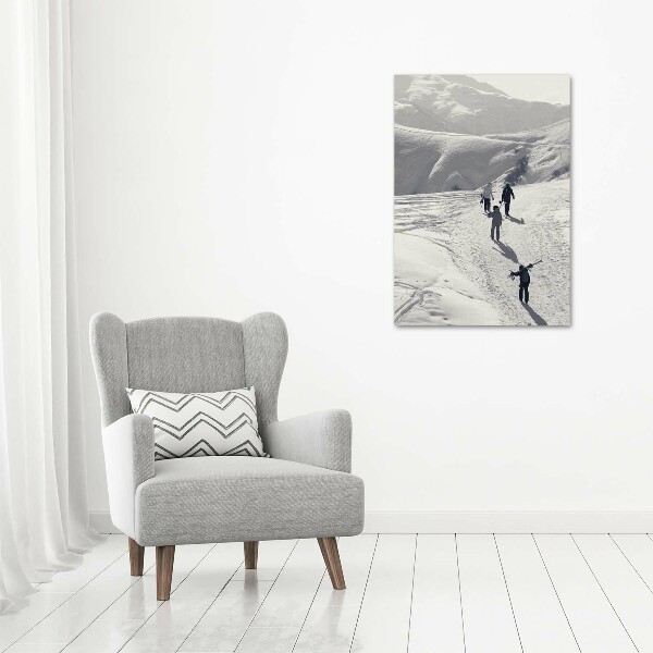 Verticale canvasfoto Skiërs