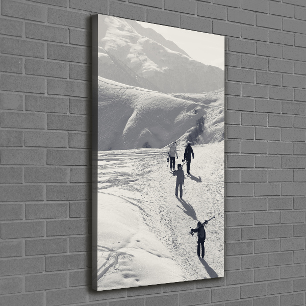 Verticale canvasfoto Skiërs
