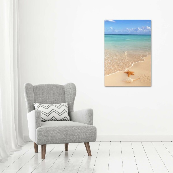 Verticale foto op canvas Zeesterren op het strand