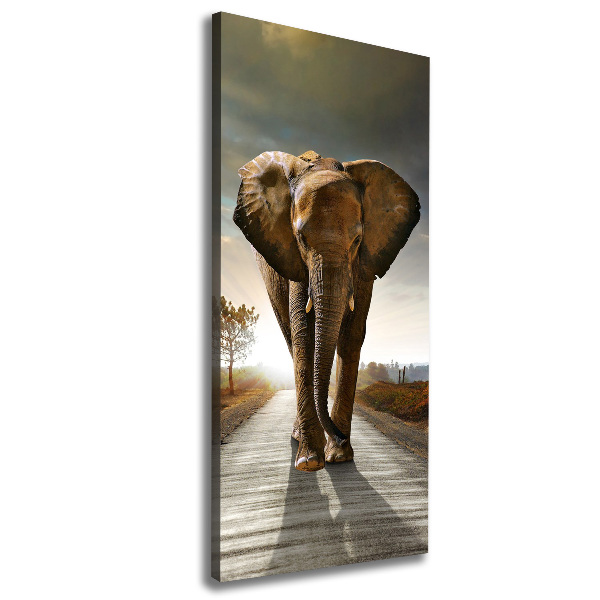 Verticale canvasfoto Lopende olifant