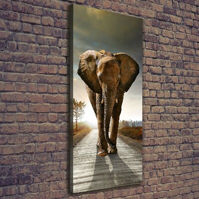 Verticale canvasfoto Lopende olifant