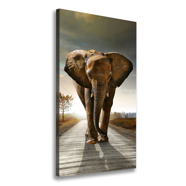 Verticale canvasfoto Lopende olifant