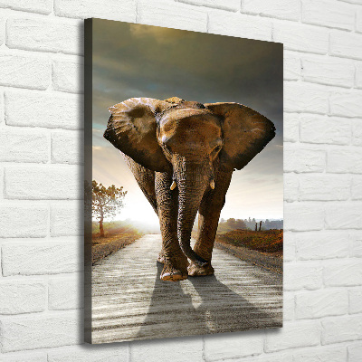 Verticale canvasfoto Lopende olifant