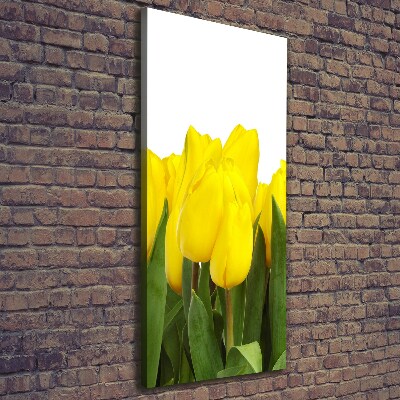 Verticale foto op canvas Gele tulpen