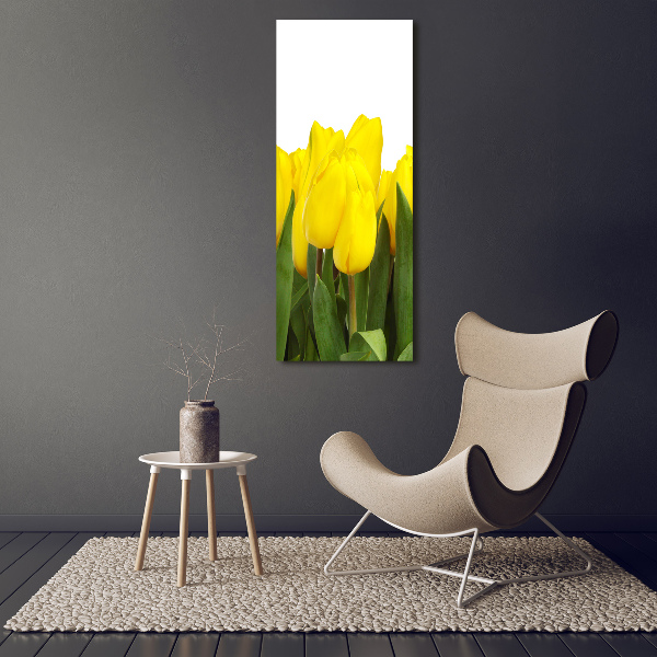 Verticale foto op canvas Gele tulpen