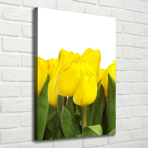 Verticale foto op canvas Gele tulpen