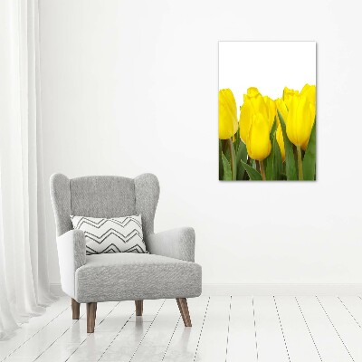 Verticale foto op canvas Gele tulpen