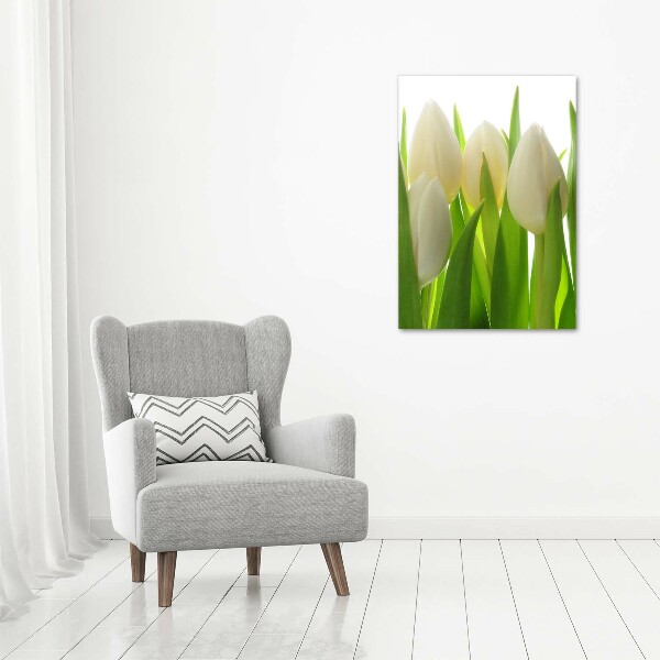 Verticale canvasfoto Witte tulpen