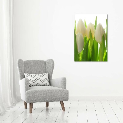 Verticale canvasfoto Witte tulpen