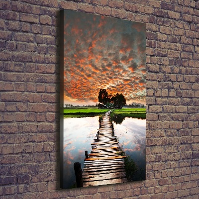 Verticale canvasfoto Houten brug
