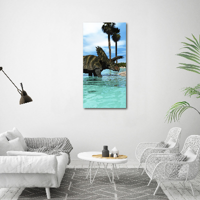 Verticaal schilderij op canvas Dinosaurussen op het strand