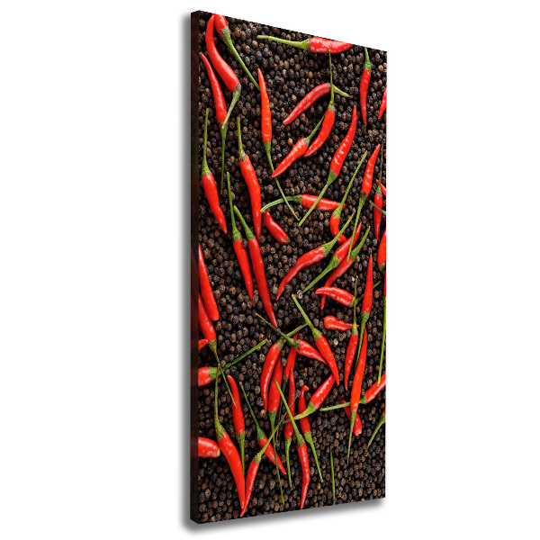 Verticale foto op canvas Chilipepers
