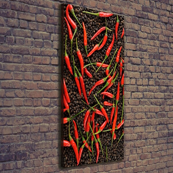 Verticale foto op canvas Chilipepers