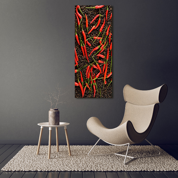 Verticale foto op canvas Chilipepers