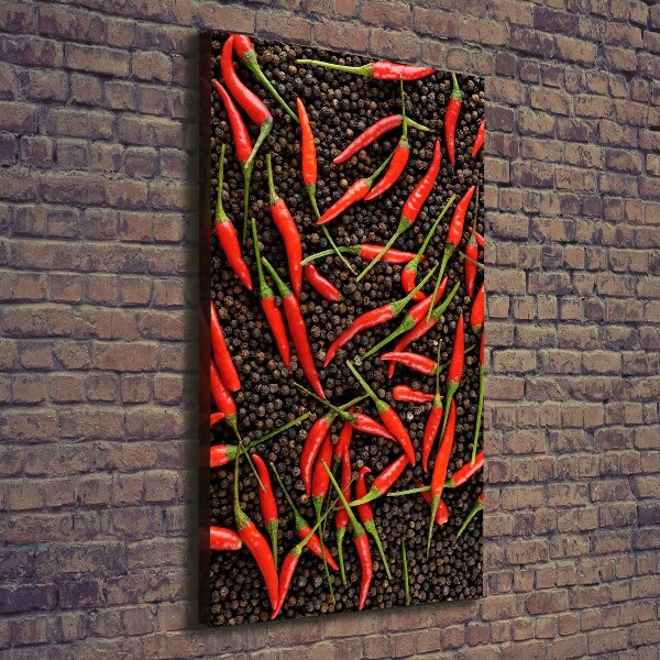 Verticale foto op canvas Chilipepers