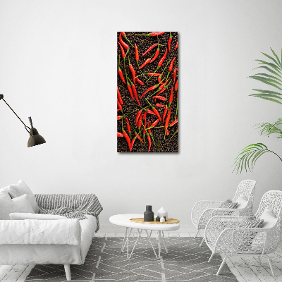 Verticale foto op canvas Chilipepers