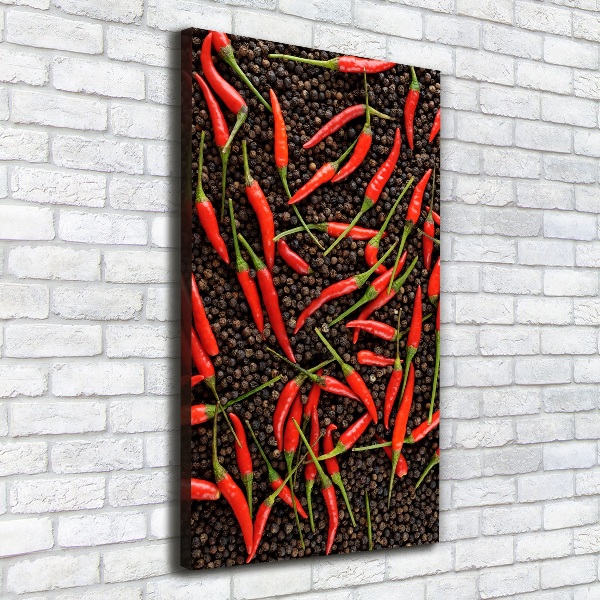 Verticale foto op canvas Chilipepers