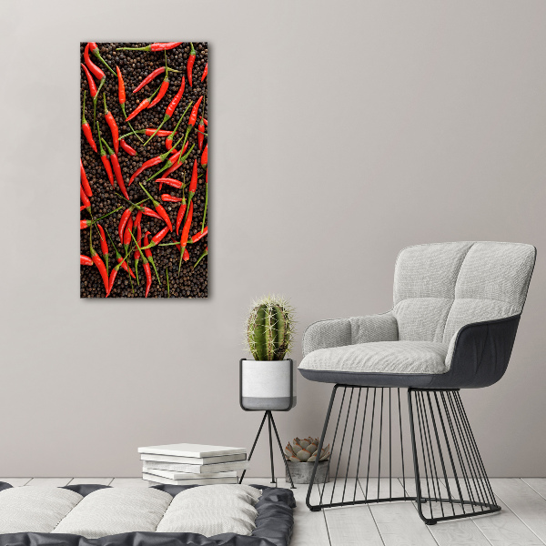 Verticale foto op canvas Chilipepers