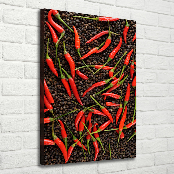 Verticale foto op canvas Chilipepers