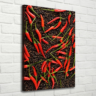 Verticale foto op canvas Chilipepers