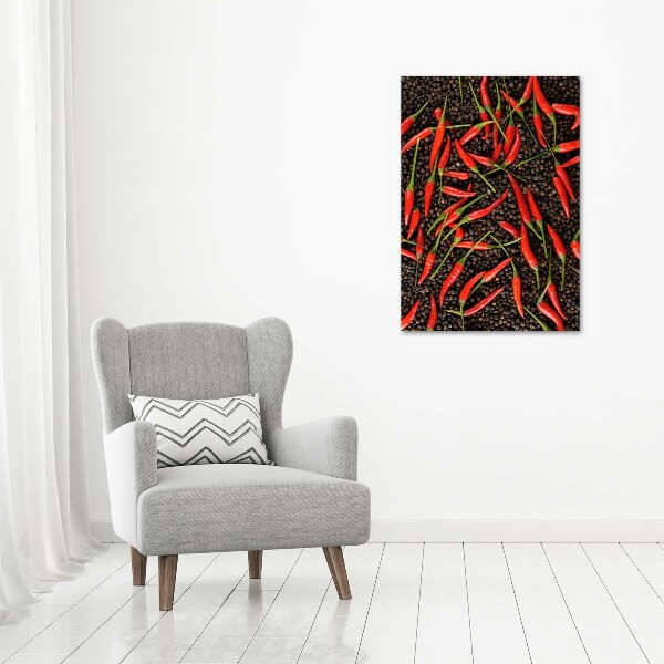 Verticale foto op canvas Chilipepers
