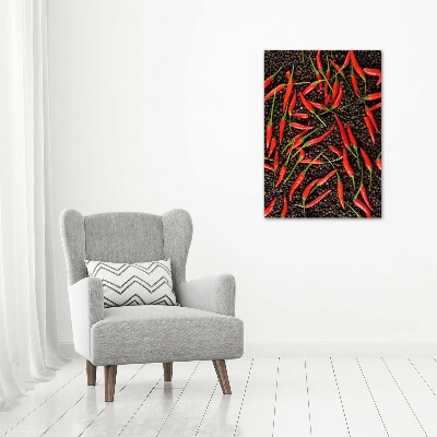 Verticale foto op canvas Chilipepers