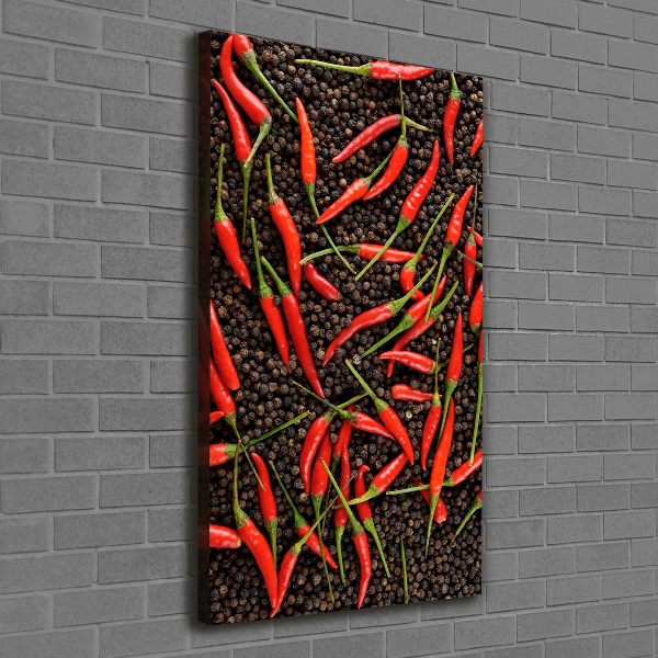 Verticale foto op canvas Chilipepers