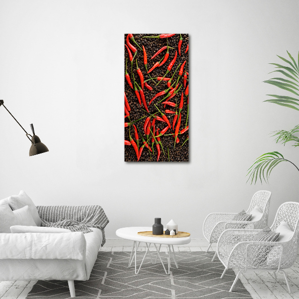 Verticale foto op canvas Chilipepers