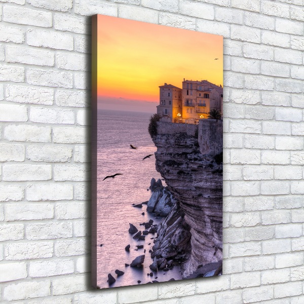 Verticaal schilderij op canvas Klifhuizen