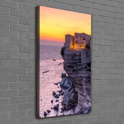 Verticaal schilderij op canvas Klifhuizen