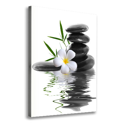 Verticaal canvasschilderij Orchidee en stenen