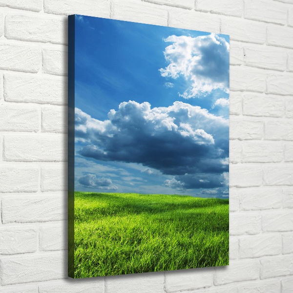 Verticale canvasfoto Wolken boven het veld