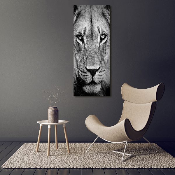 Verticaal schilderij op canvas Portret van een leeuw